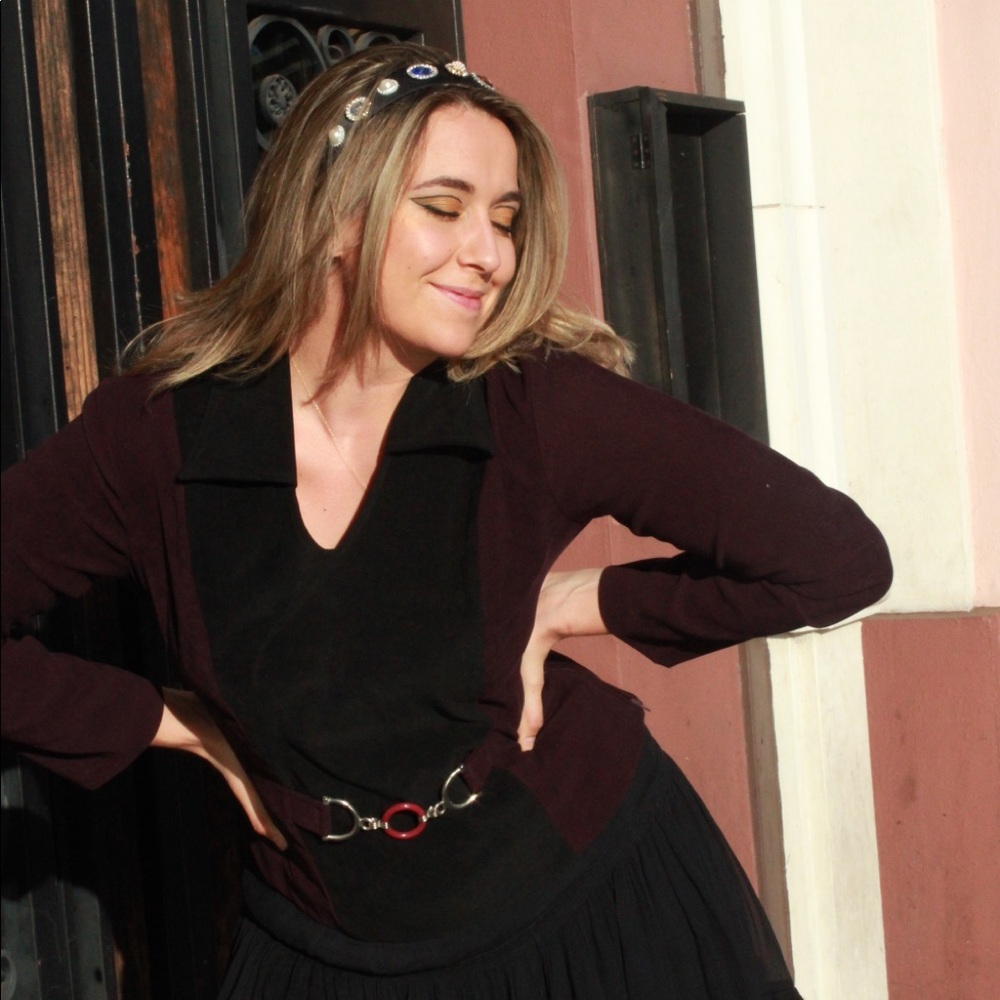 Retro belted blouse